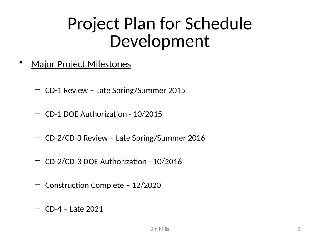 sPHENIX Schedule and Resource Estimate - slide 5 of 32