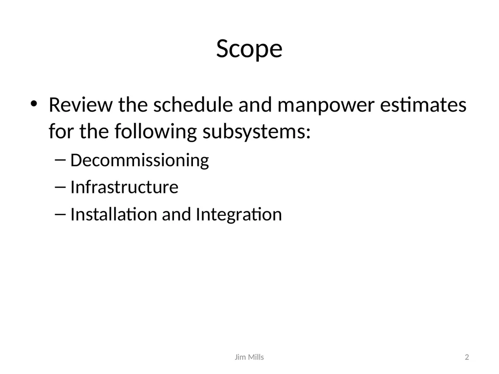 sPHENIX Schedule and Resource Estimate - slide 2 of 32
