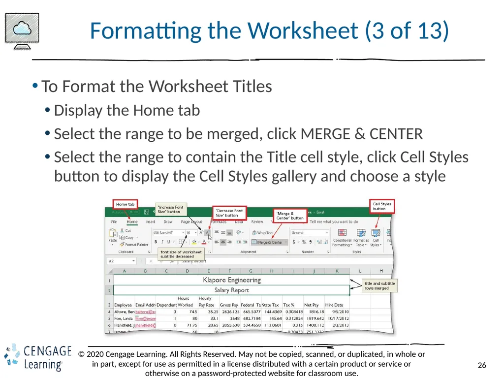 Shelly Cashman: Microsoft Excel 2019 Module 2: - slide 26 of 42