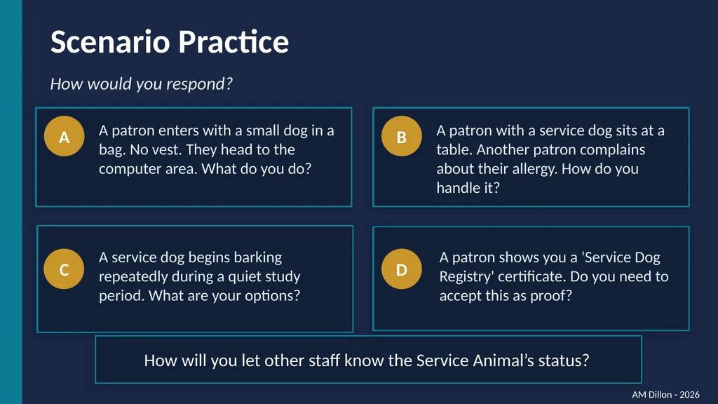 Navigating Service Dog Access in Libraries A - slide 10 of 14
