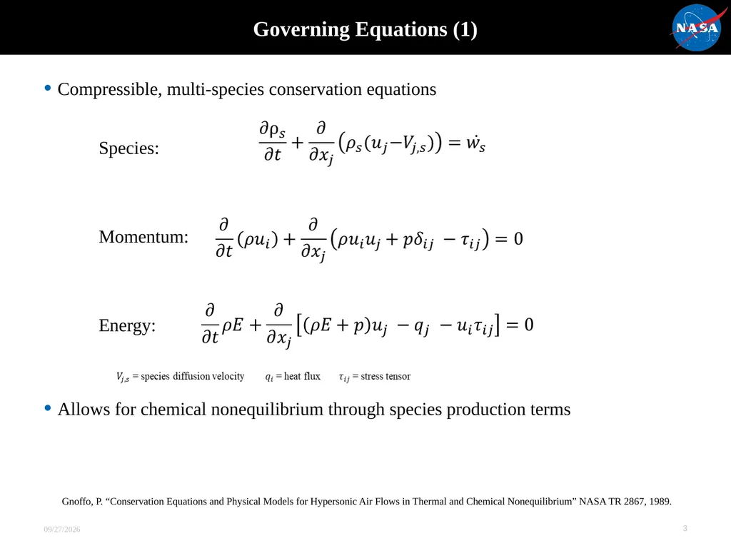 Evaluation of Thermochemical Nonequilibrium Models - slide 3 of 21