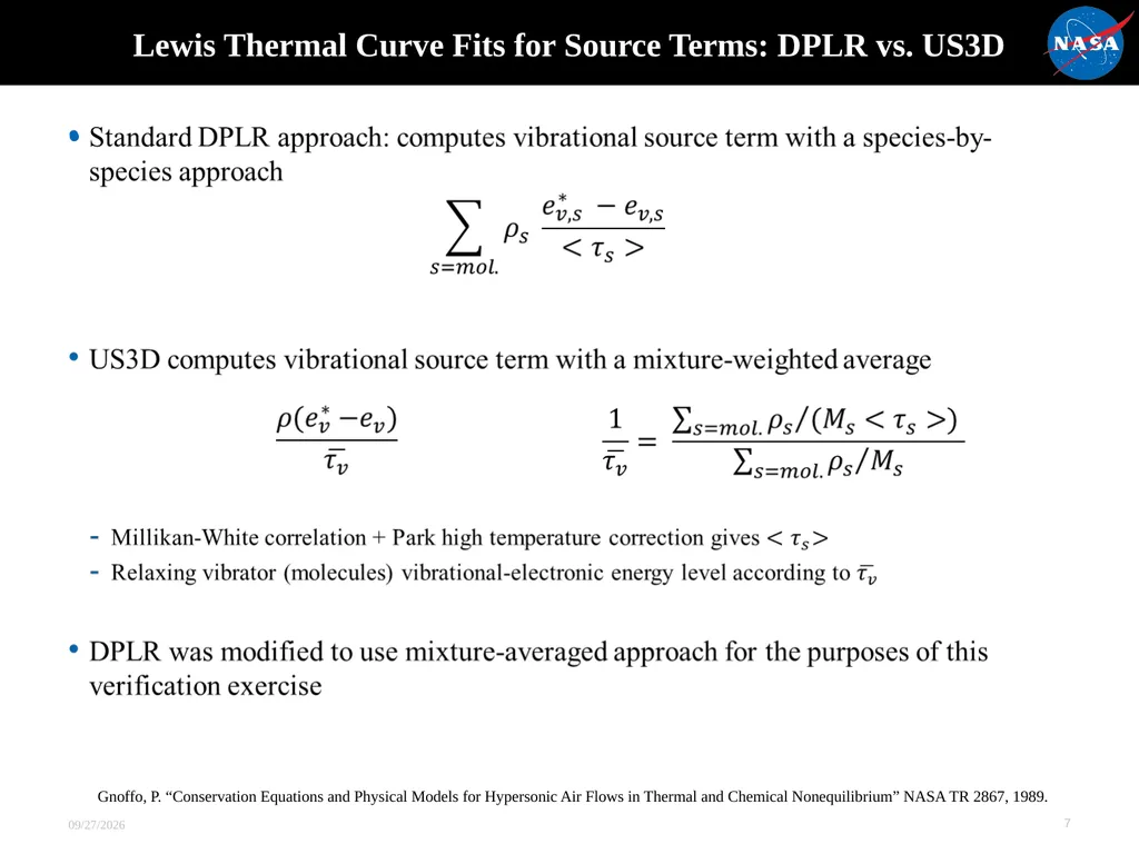 Evaluation of Thermochemical Nonequilibrium Models - slide 7 of 21
