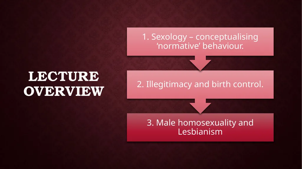 Sexuality Week 14 Lecture Overview 1. Sexology: - slide 2 of 24