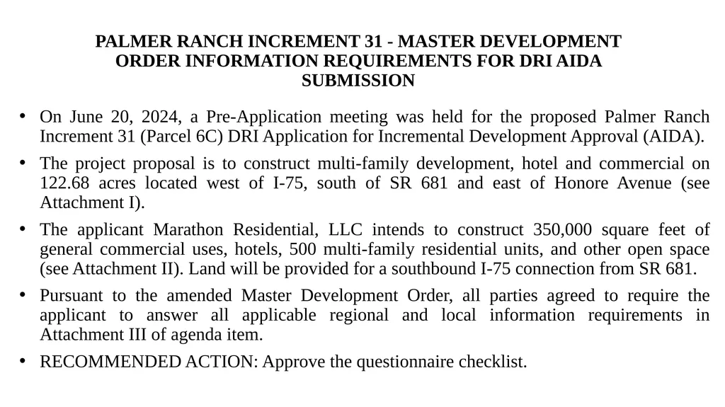 PALMER RANCH INCREMENT 31 - MASTER DEVELOPMENT - slide 1 of 3