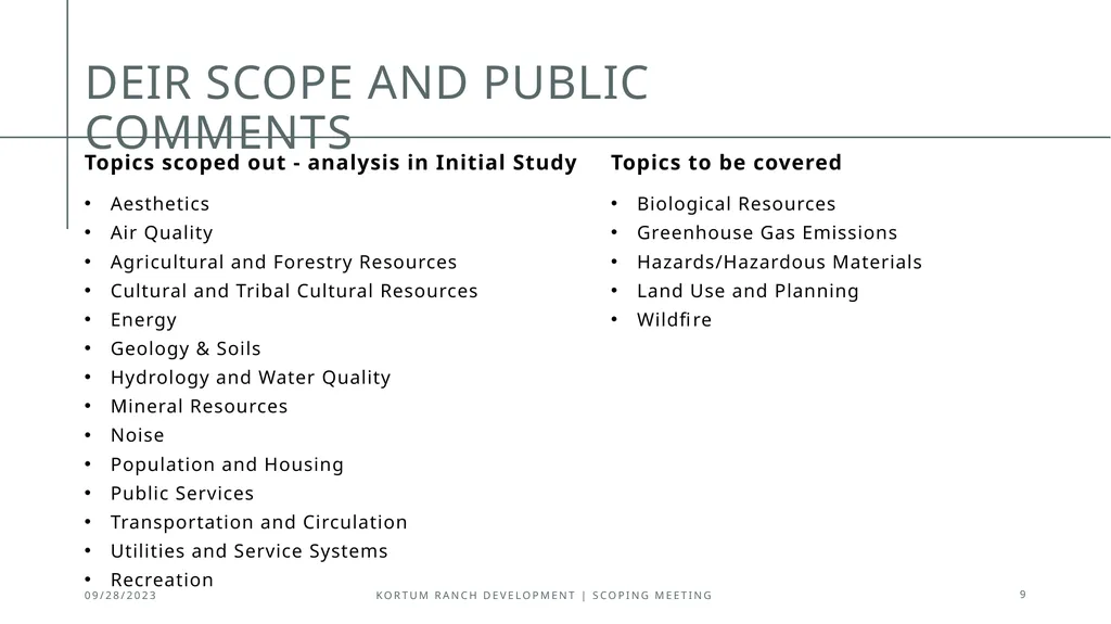 Public Scoping Meeting Draft Environmental Impact - slide 9 of 10
