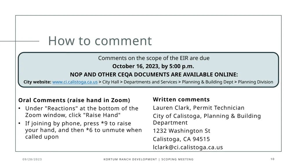 Public Scoping Meeting Draft Environmental Impact - slide 10 of 10