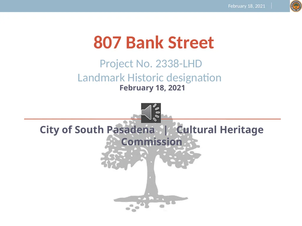 Request for Landmark Historic Designation located - slide 1 of 8
