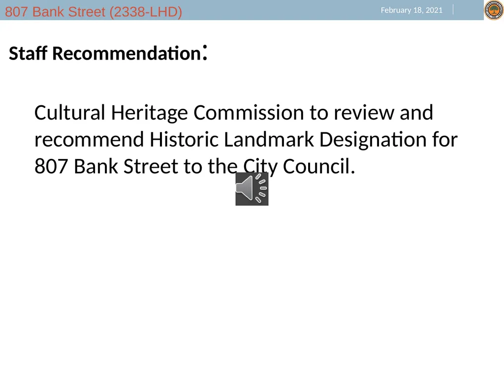 Request for Landmark Historic Designation located - slide 7 of 8