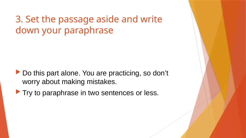 Paraphrasing What is a paraphrase? a concise, - slide 18 of 25