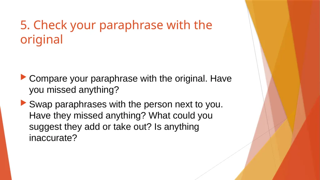 Paraphrasing What is a paraphrase? a concise, - slide 20 of 25