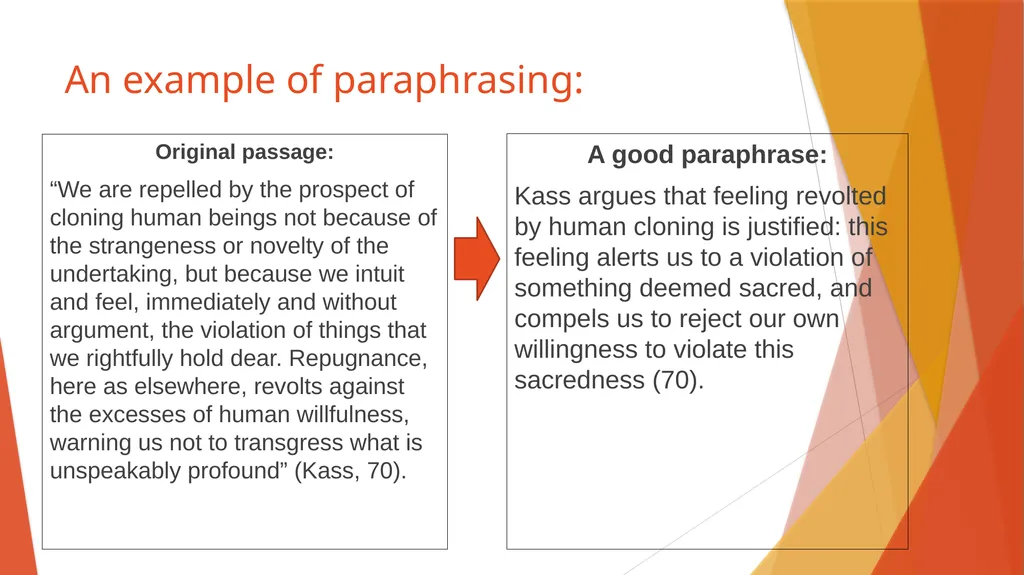Paraphrasing What is a paraphrase? a concise, - slide 6 of 25
