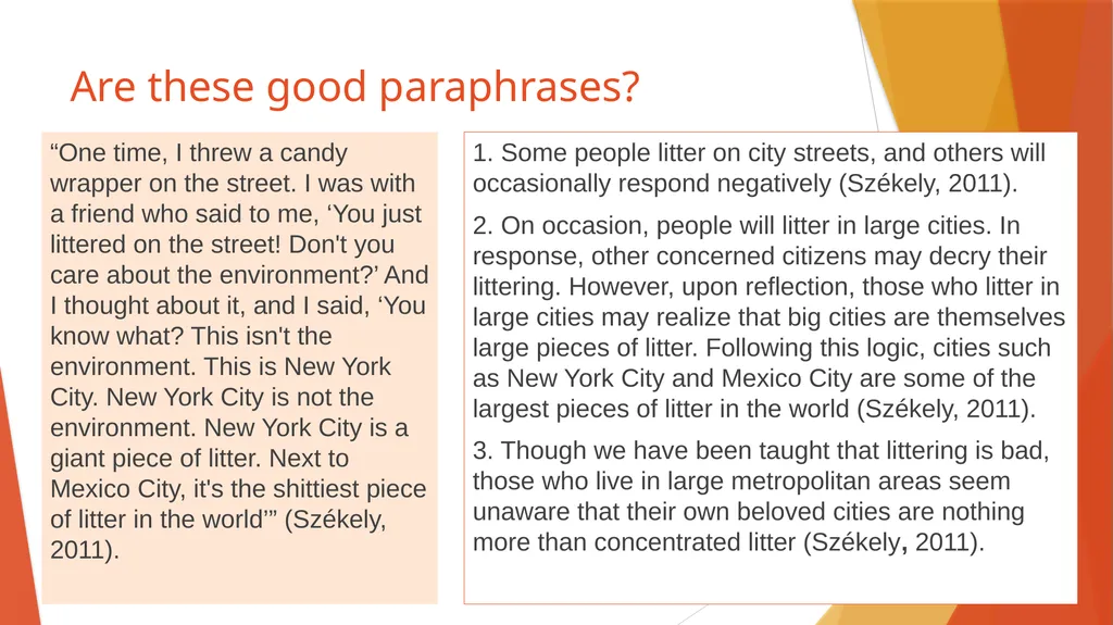 Paraphrasing What is a paraphrase? a concise, - slide 10 of 25