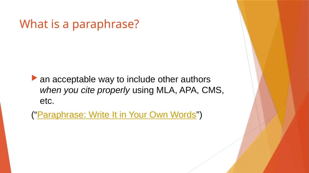 Paraphrasing What is a paraphrase? a concise, - slide 3 of 25