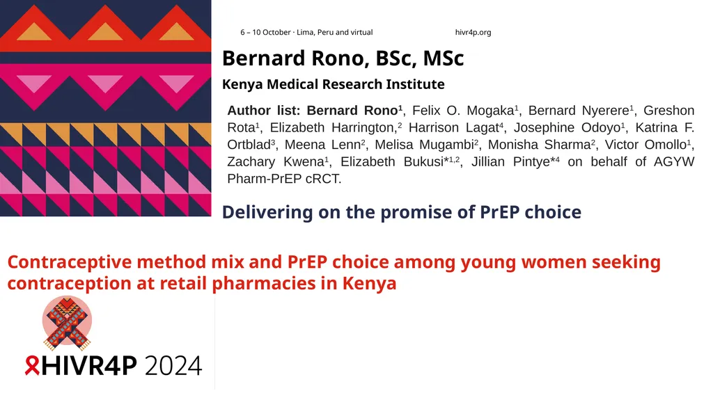 Contraceptive method mix and PrEP choice among - slide 1 of 11