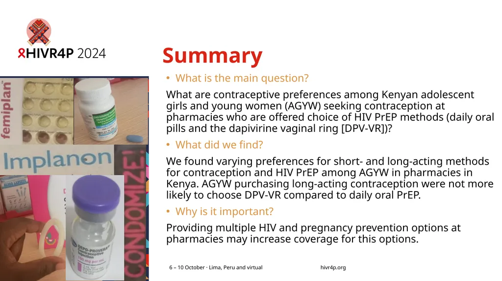 Contraceptive method mix and PrEP choice among - slide 2 of 11