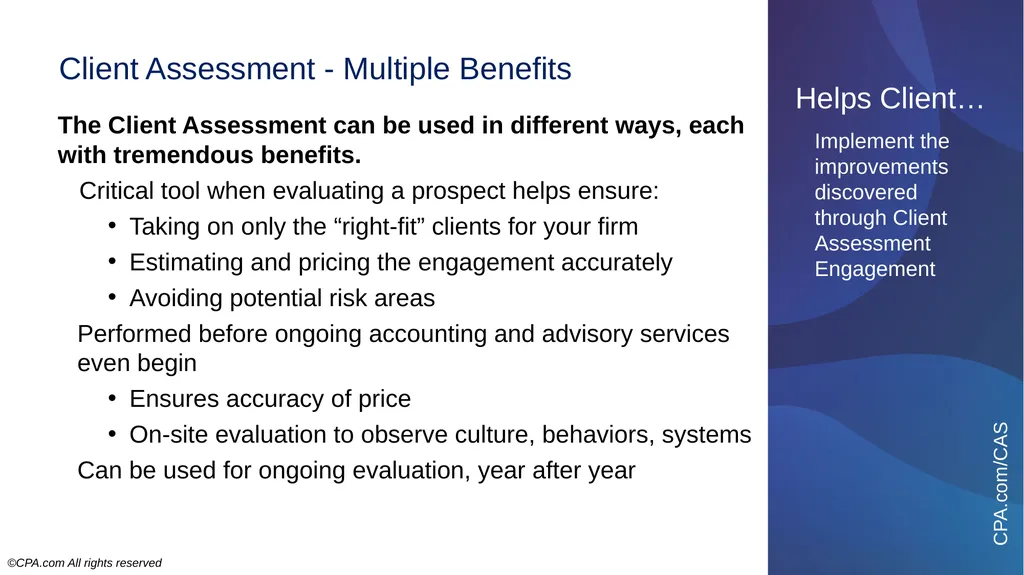 7-Minute Presentation Client Advisory Services - slide 15 of 21