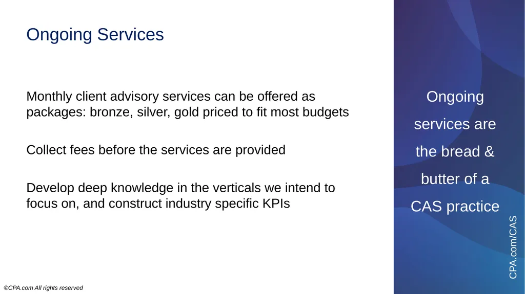 7-Minute Presentation Client Advisory Services - slide 19 of 21