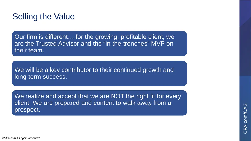 7-Minute Presentation Client Advisory Services - slide 4 of 21