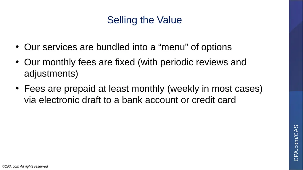 7-Minute Presentation Client Advisory Services - slide 5 of 21