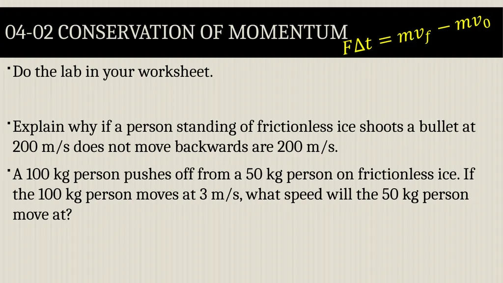 Momentum Physics Unit 4 Credits Slides created by - slide 15 of 39