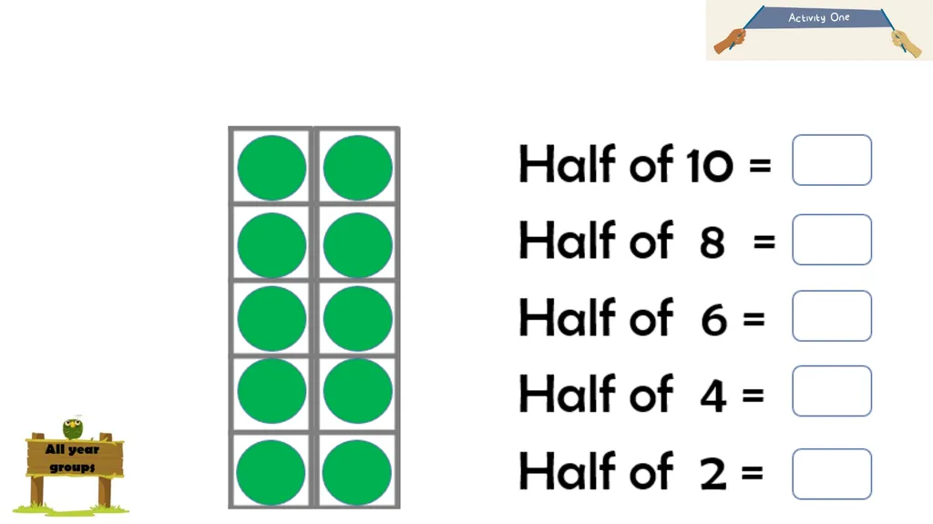 Halving even numbers to 10 Complete the questions - slide 3 of 19
