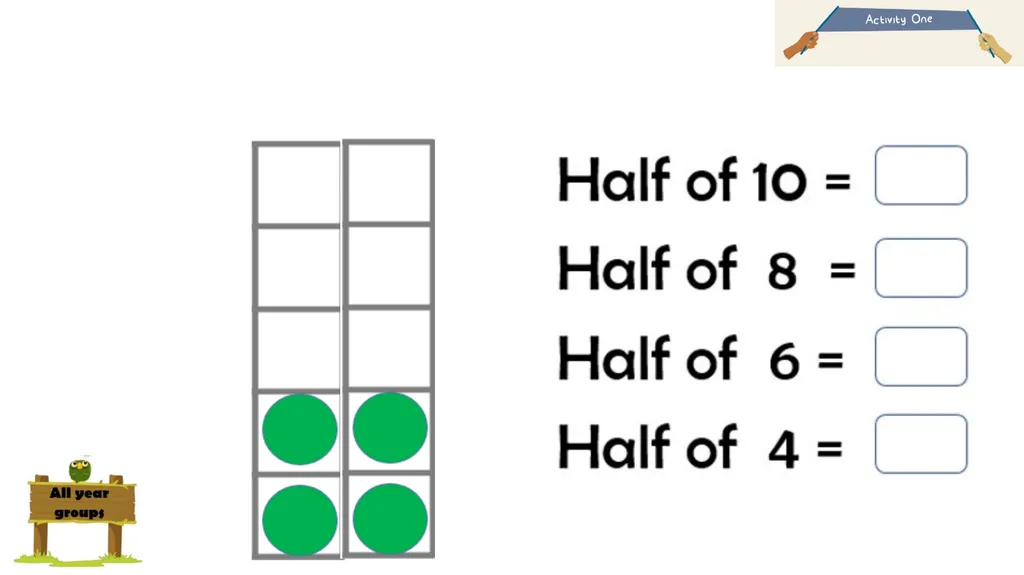 Halving even numbers to 10 Complete the questions - slide 6 of 19