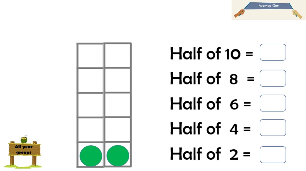 Halving even numbers to 10 Complete the questions - slide 7 of 19