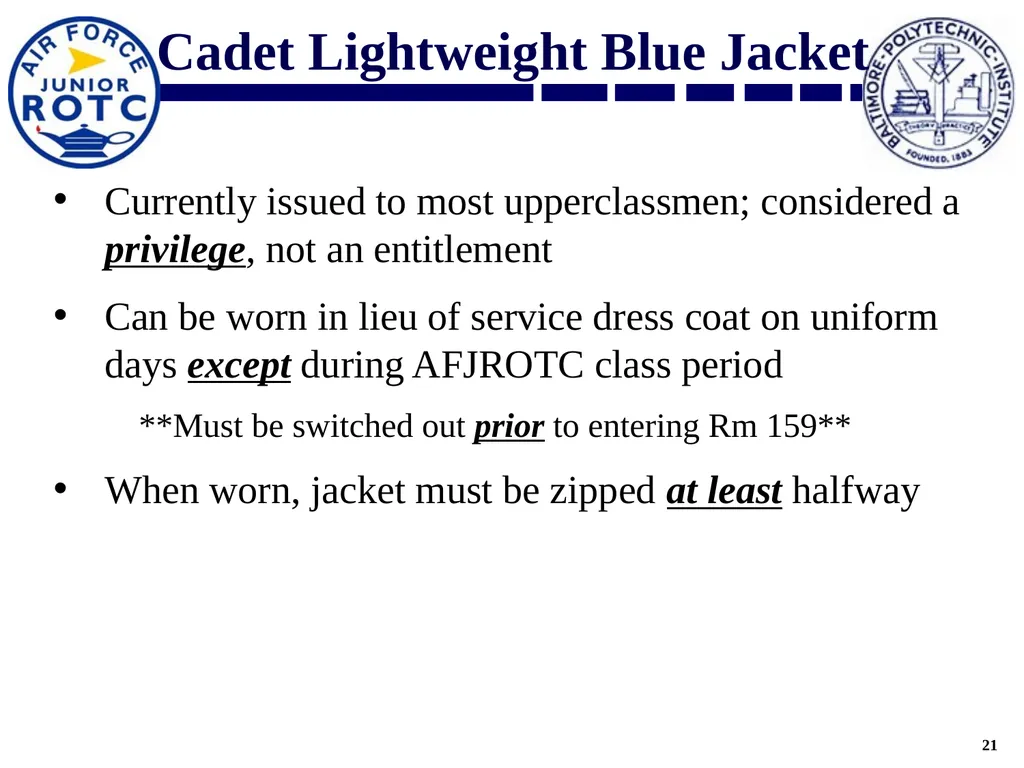 Uniform Standards AY2021-2022 Overview AFJROTC - slide 21 of 30