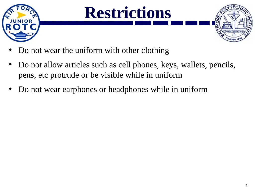 Uniform Standards AY2021-2022 Overview AFJROTC - slide 4 of 30