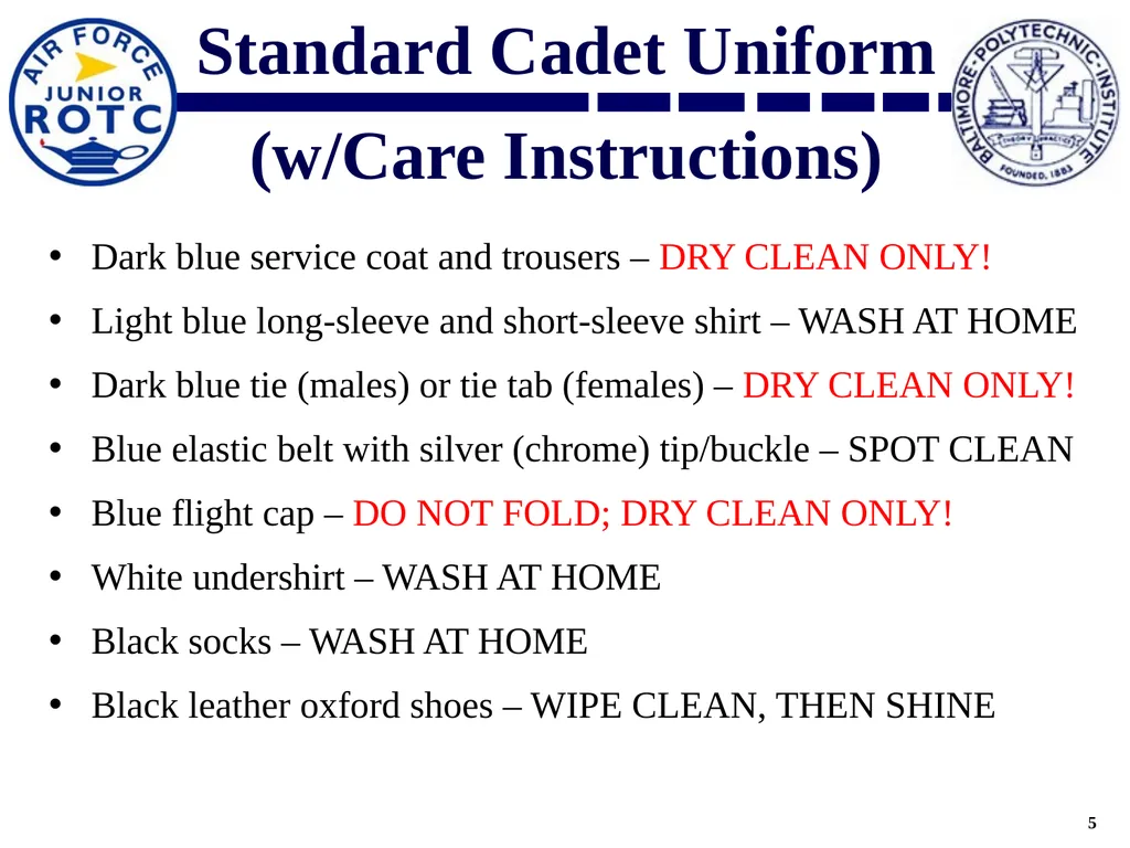 Uniform Standards AY2021-2022 Overview AFJROTC - slide 5 of 30