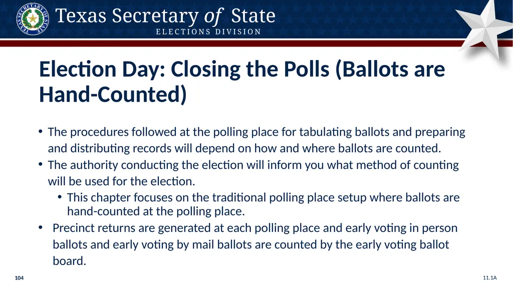 Poll Worker Training Comprehensive State Version - slide 104 of 184