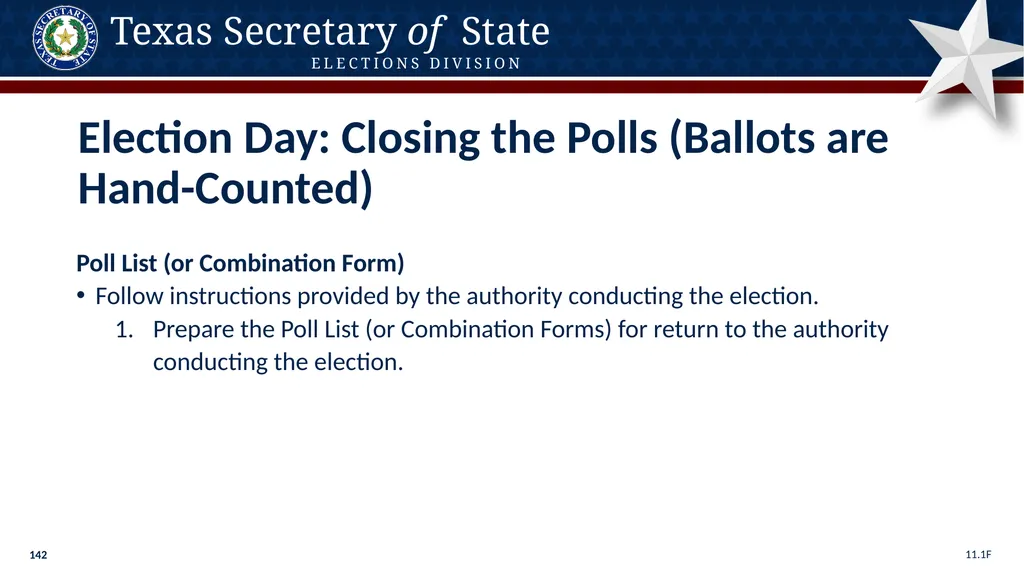 Poll Worker Training Comprehensive State Version - slide 142 of 184