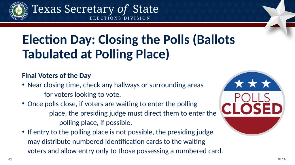 Poll Worker Training Comprehensive State Version - slide 61 of 184