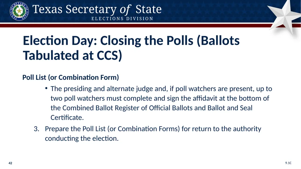 Poll Worker Training Comprehensive State Version - slide 42 of 184