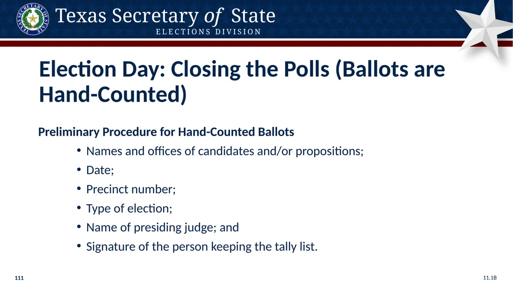 Poll Worker Training Comprehensive State Version - slide 111 of 184