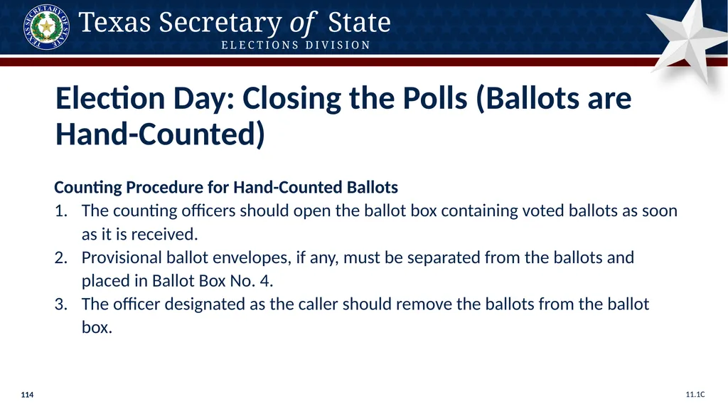 Poll Worker Training Comprehensive State Version - slide 114 of 184