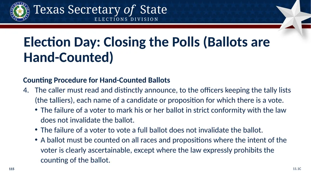 Poll Worker Training Comprehensive State Version - slide 115 of 184
