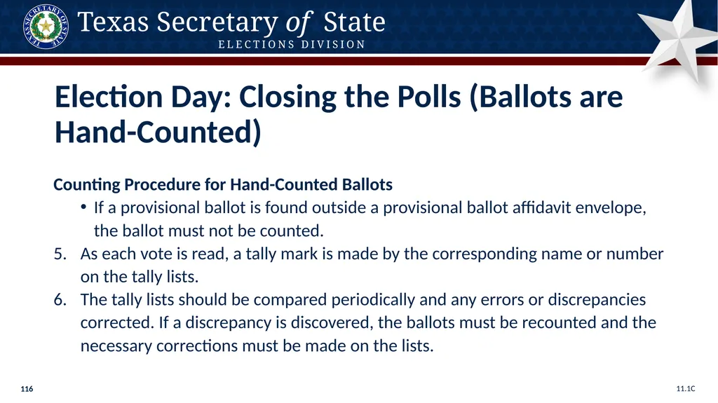 Poll Worker Training Comprehensive State Version - slide 116 of 184