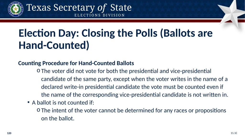 Poll Worker Training Comprehensive State Version - slide 120 of 184