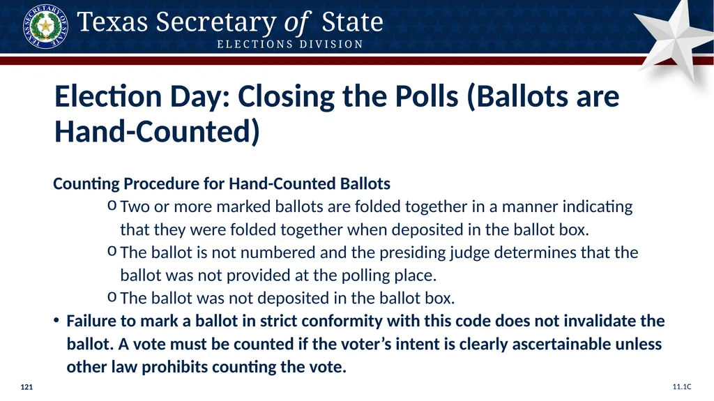 Poll Worker Training Comprehensive State Version - slide 121 of 184