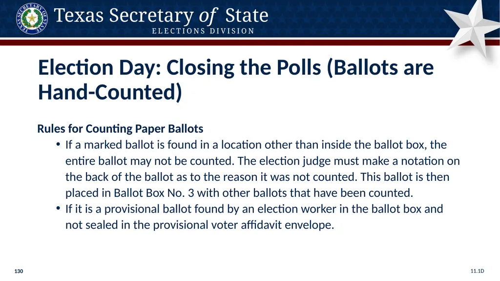 Poll Worker Training Comprehensive State Version - slide 130 of 184