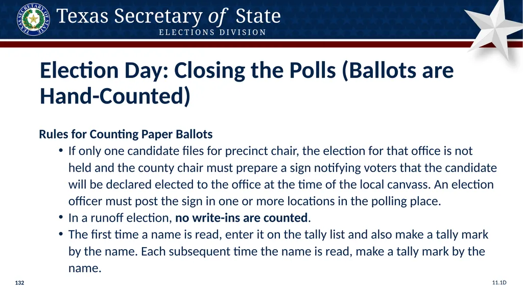 Poll Worker Training Comprehensive State Version - slide 132 of 184