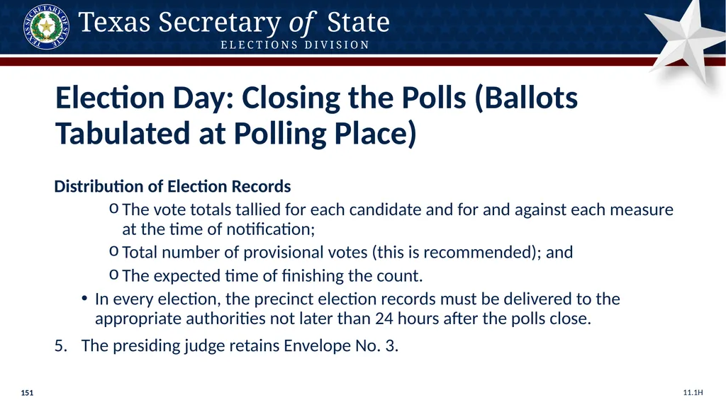 Poll Worker Training Comprehensive State Version - slide 151 of 184