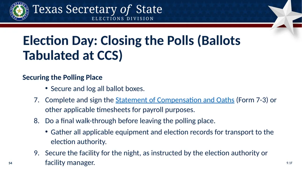 Poll Worker Training Comprehensive State Version - slide 54 of 184