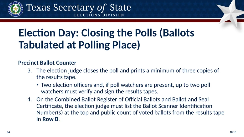 Poll Worker Training Comprehensive State Version - slide 64 of 184