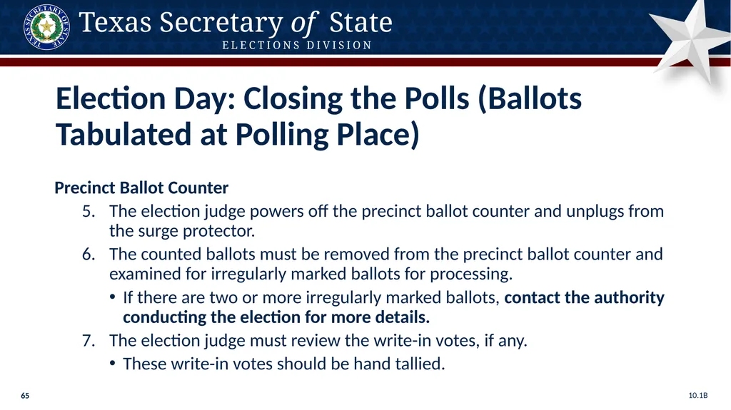 Poll Worker Training Comprehensive State Version - slide 65 of 184