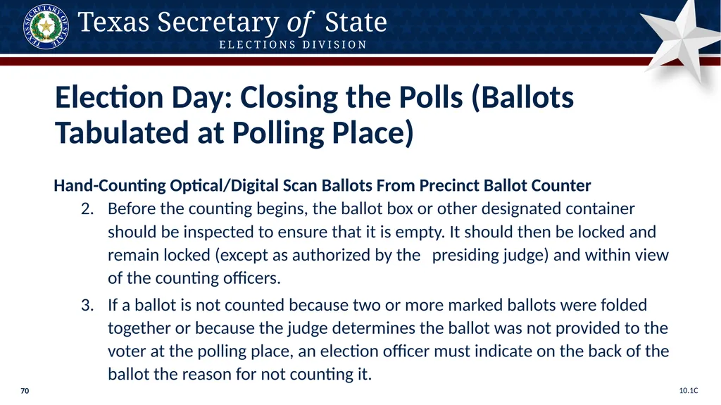 Poll Worker Training Comprehensive State Version - slide 70 of 184