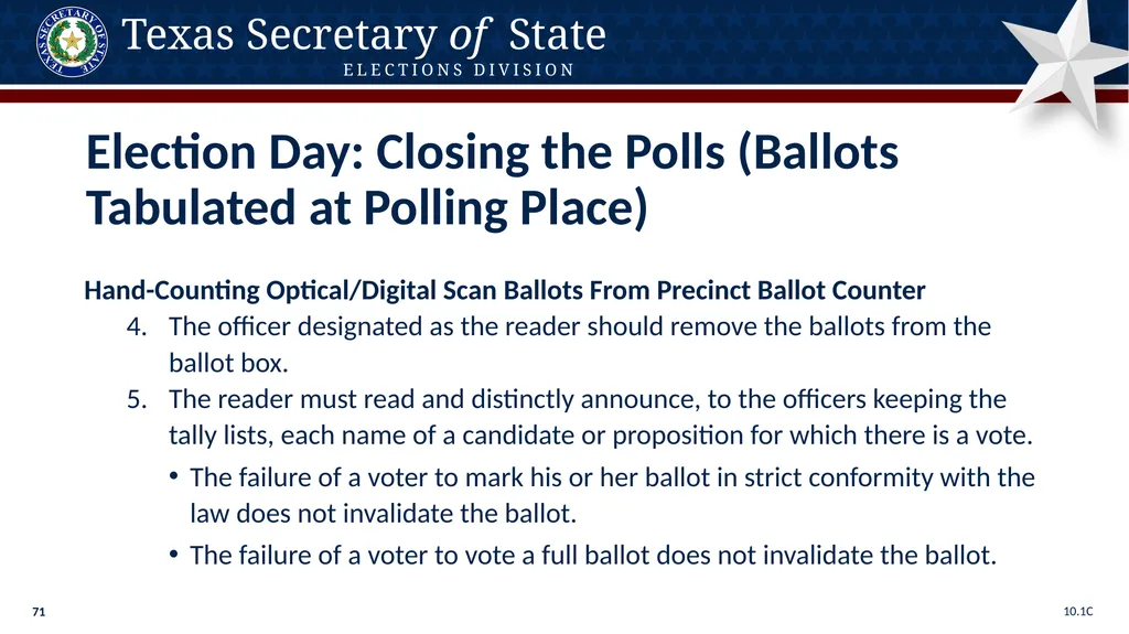 Poll Worker Training Comprehensive State Version - slide 71 of 184