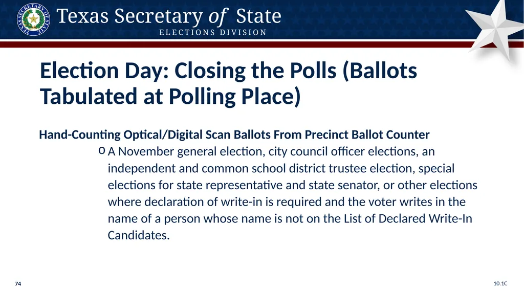 Poll Worker Training Comprehensive State Version - slide 74 of 184