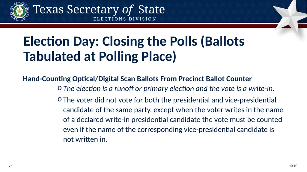Poll Worker Training Comprehensive State Version - slide 75 of 184
